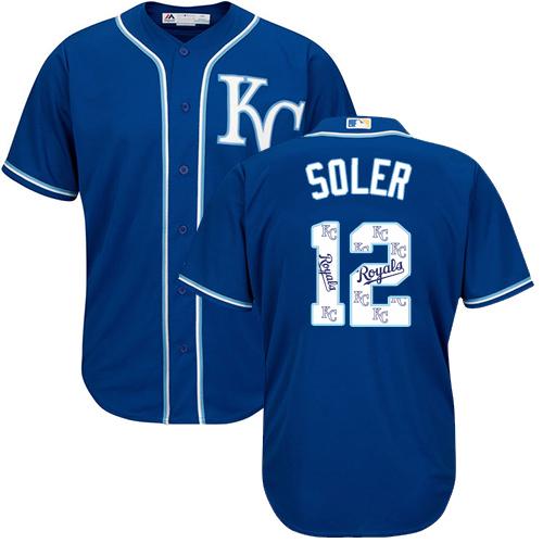 Royals #12 Jorge Soler Royal Blue Team Logo Fashion Stitched MLB Jersey